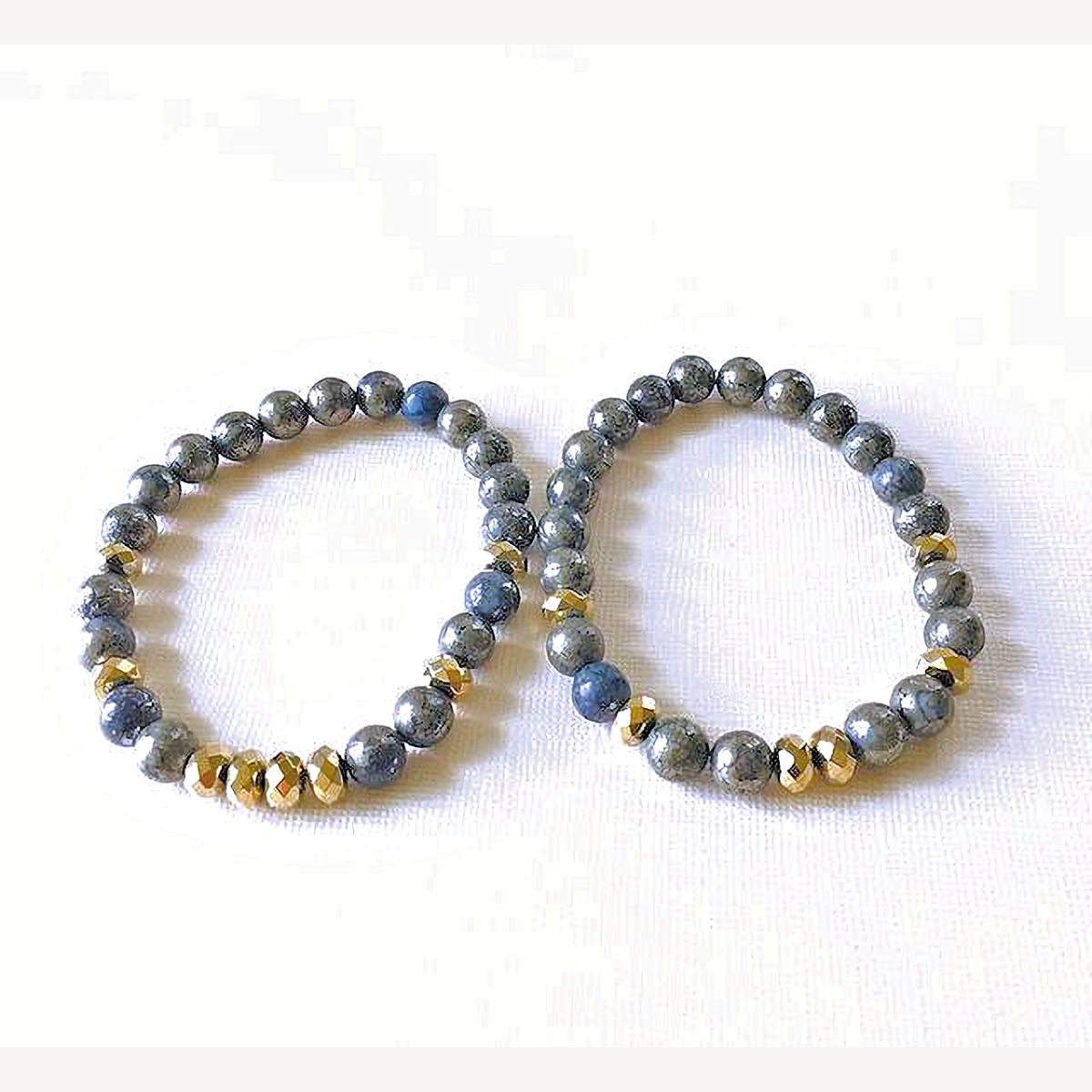 Blue Pyrite Stretch Bracelet Set
