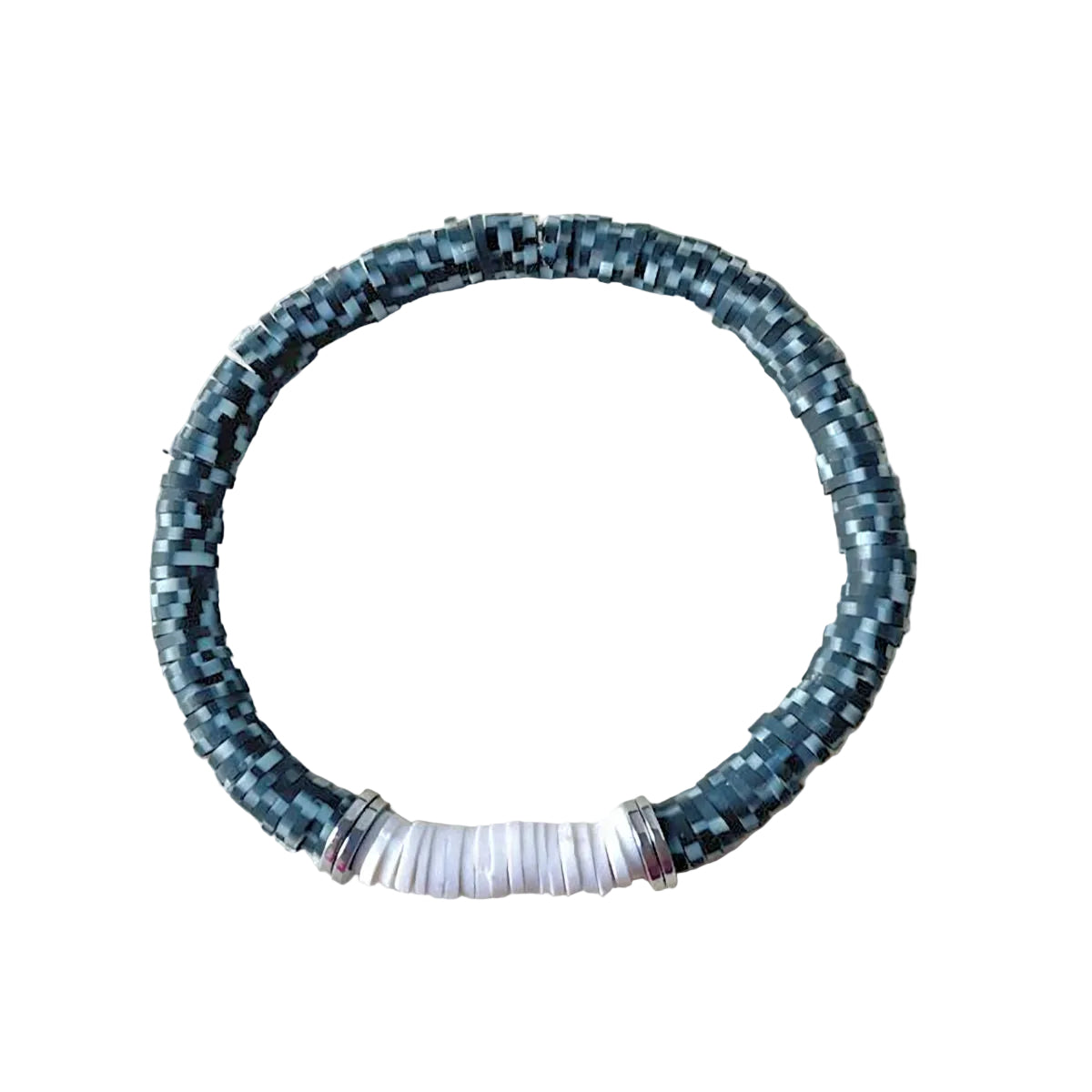 Black, Gray, and White Vinyl Stretch Bracelet