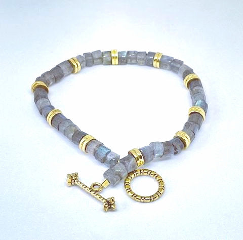 Labradorite Bracelet with Gold Hematite Spacers
