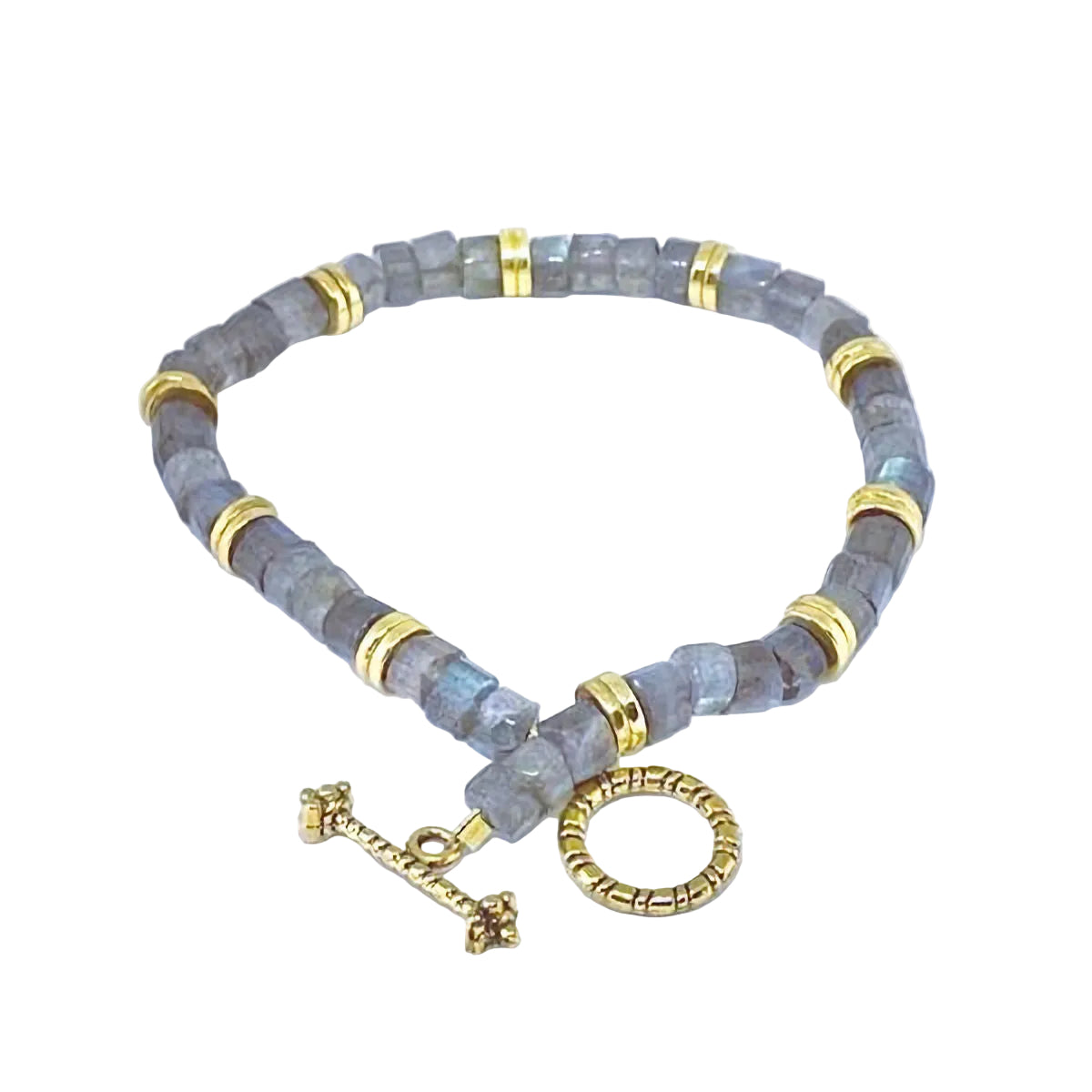 Labradorite Bracelet with Gold Hematite Spacers