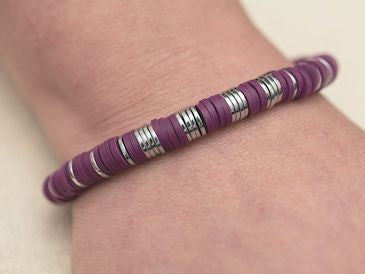 Purple Vinyl Heishi Stretch Bracelet