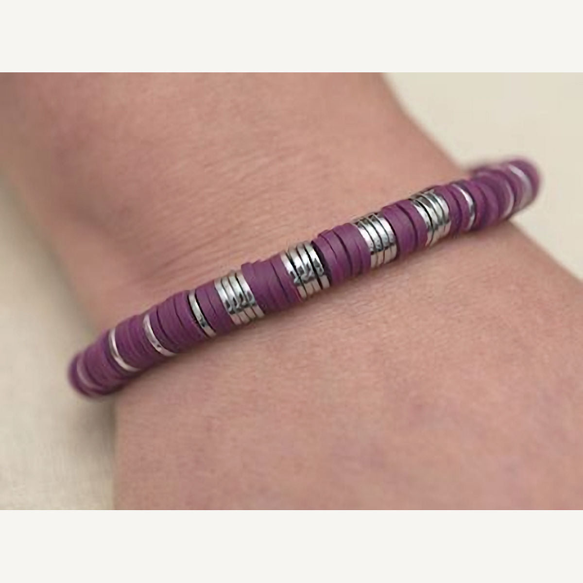 Purple Vinyl Heishi Stretch Bracelet