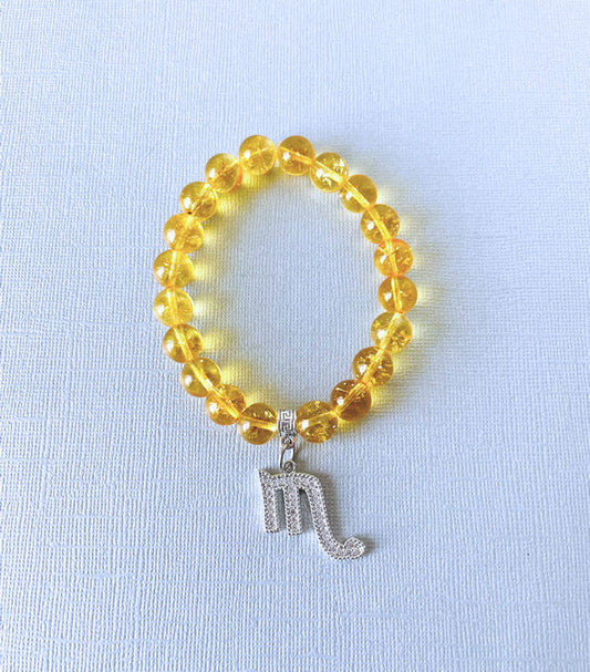 Citrine Stretch Bracelet with Scorpio Charm