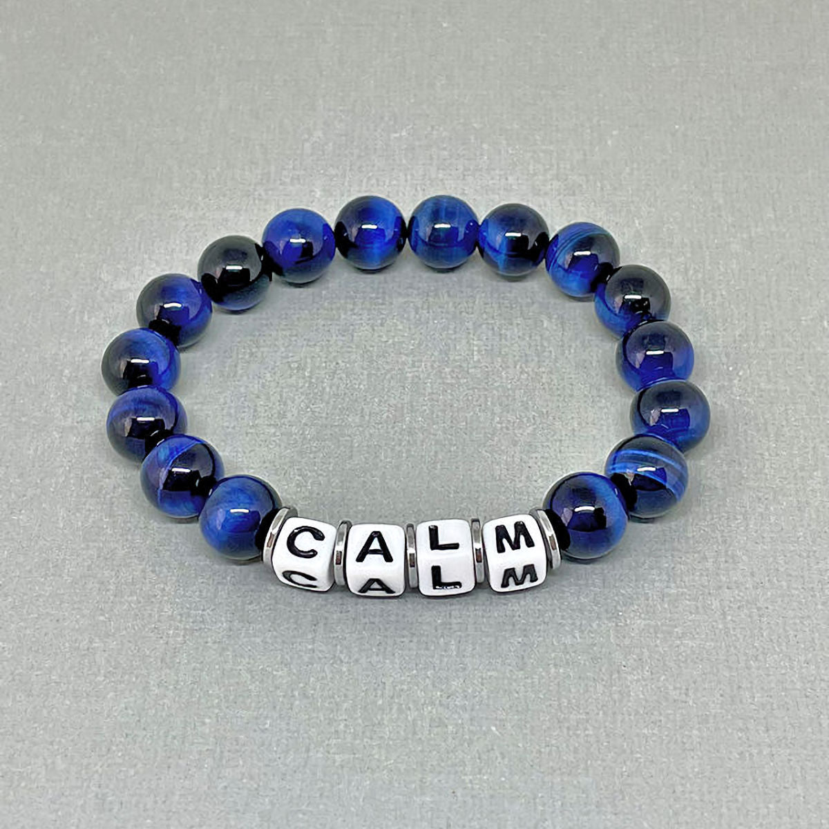 Inspirational Blue Tiger Eye Word Stretch Bracelet