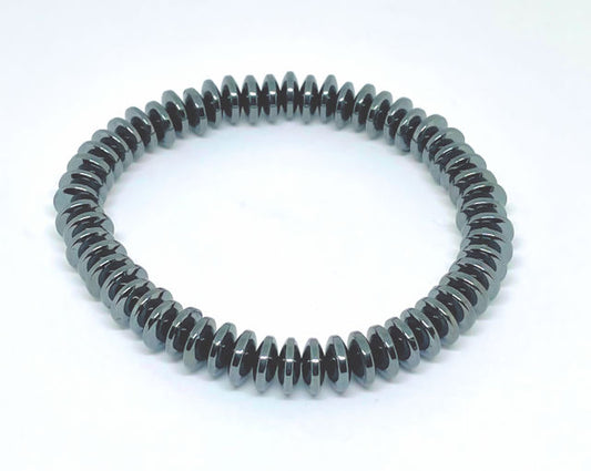 Dark Gray Rondelle Hematite Stretch Bracelet