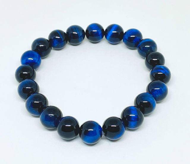 10mm Dark Blue Tiger Eye Stretch Bracelet