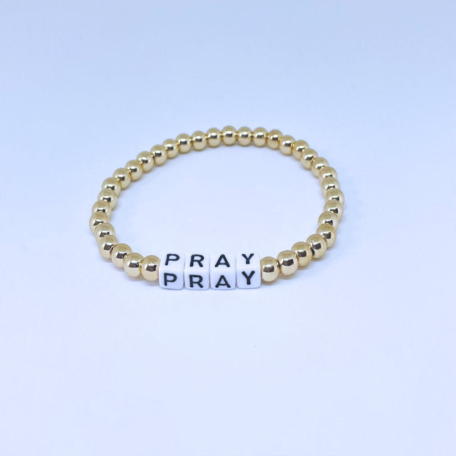 "Pray" Gold Hematite Bracelet