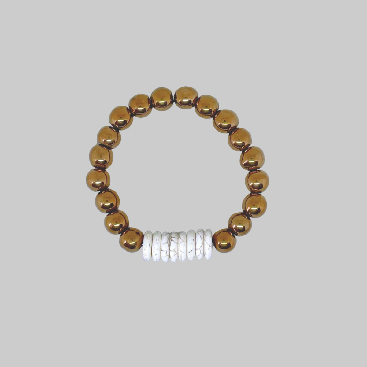 Bronze Hematite Stretch Bracelet with Heishi Beads