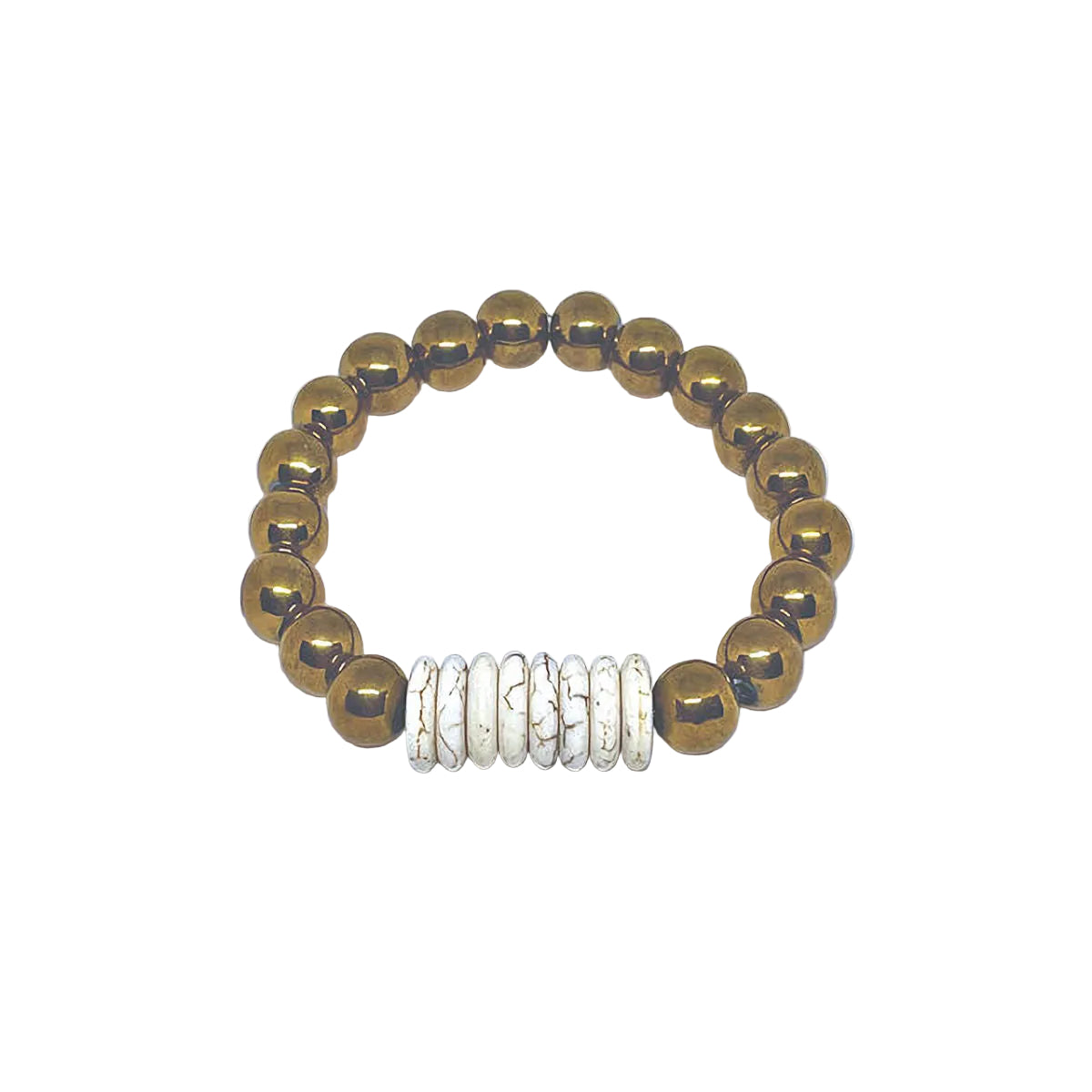 Bronze Hematite Stretch Bracelet with Heishi Beads