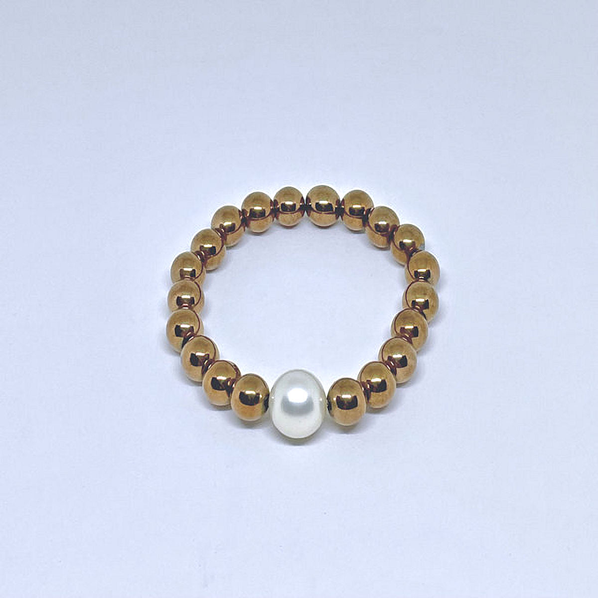 Bronze Hematite Stretch Bracelet accented with Faux Pearl