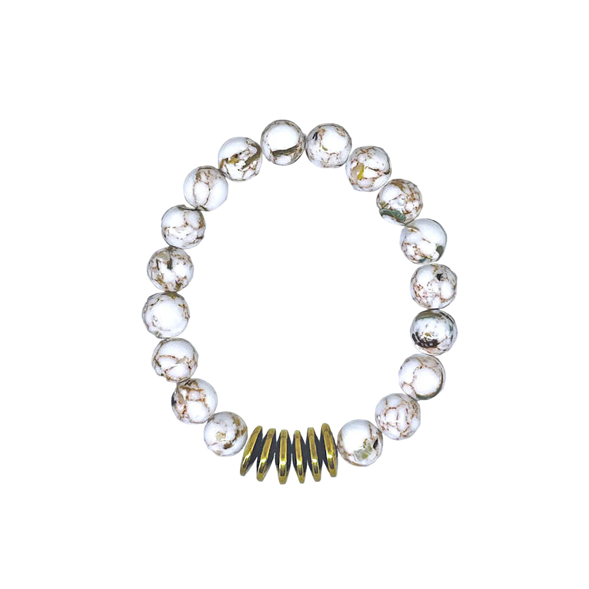 Reconstructed Turquoise and Shell Stretch Bracelet