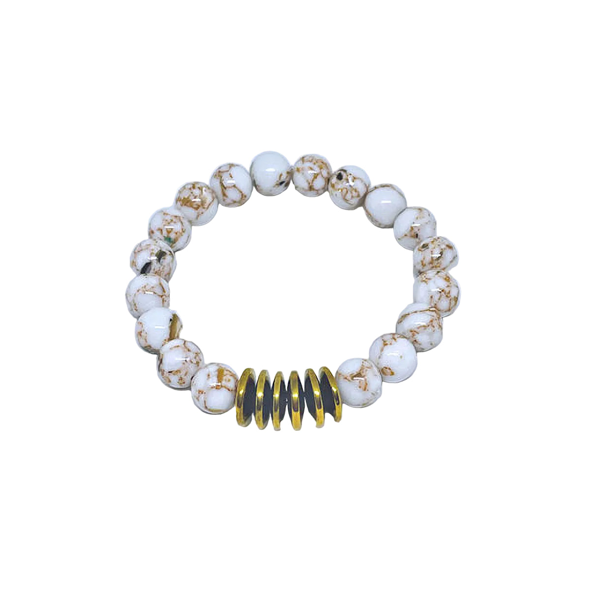 Reconstructed Turquoise and Shell Stretch Bracelet