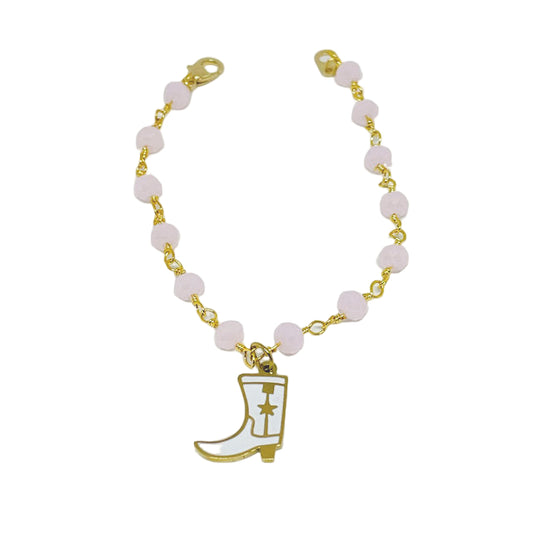 Faceted Pink Crystal wired bracelet