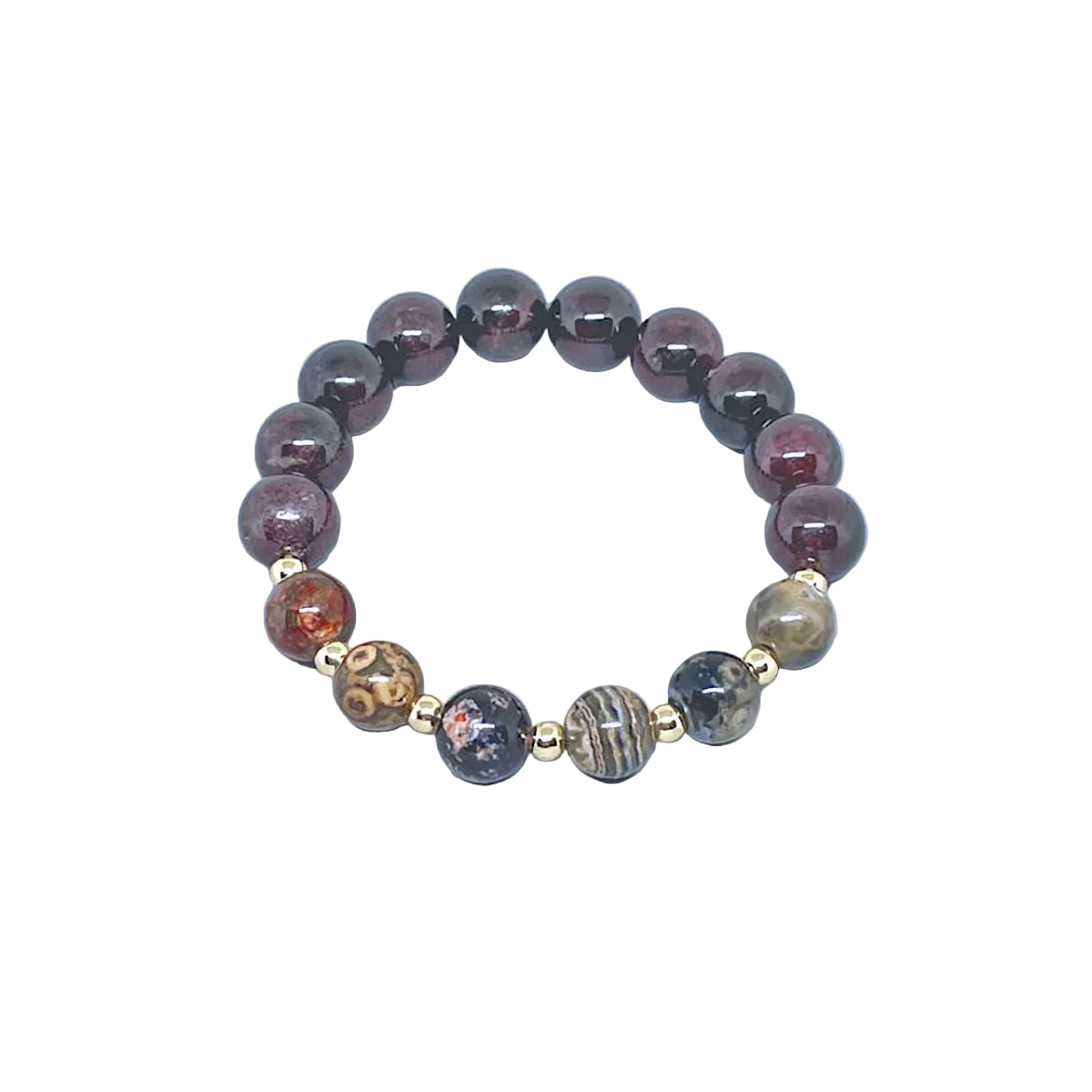 Mexican Red Snowflake Stretch Bracelet with Genuine Ruby Beads