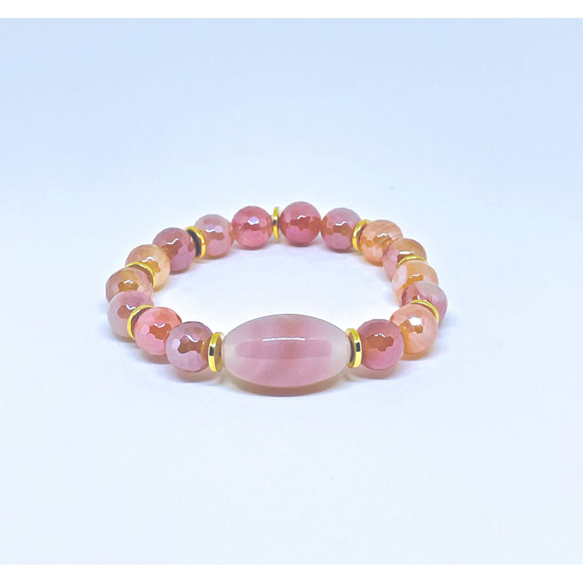 Mystic Carnelian Stretch Bracelet with Focal Agate Bead