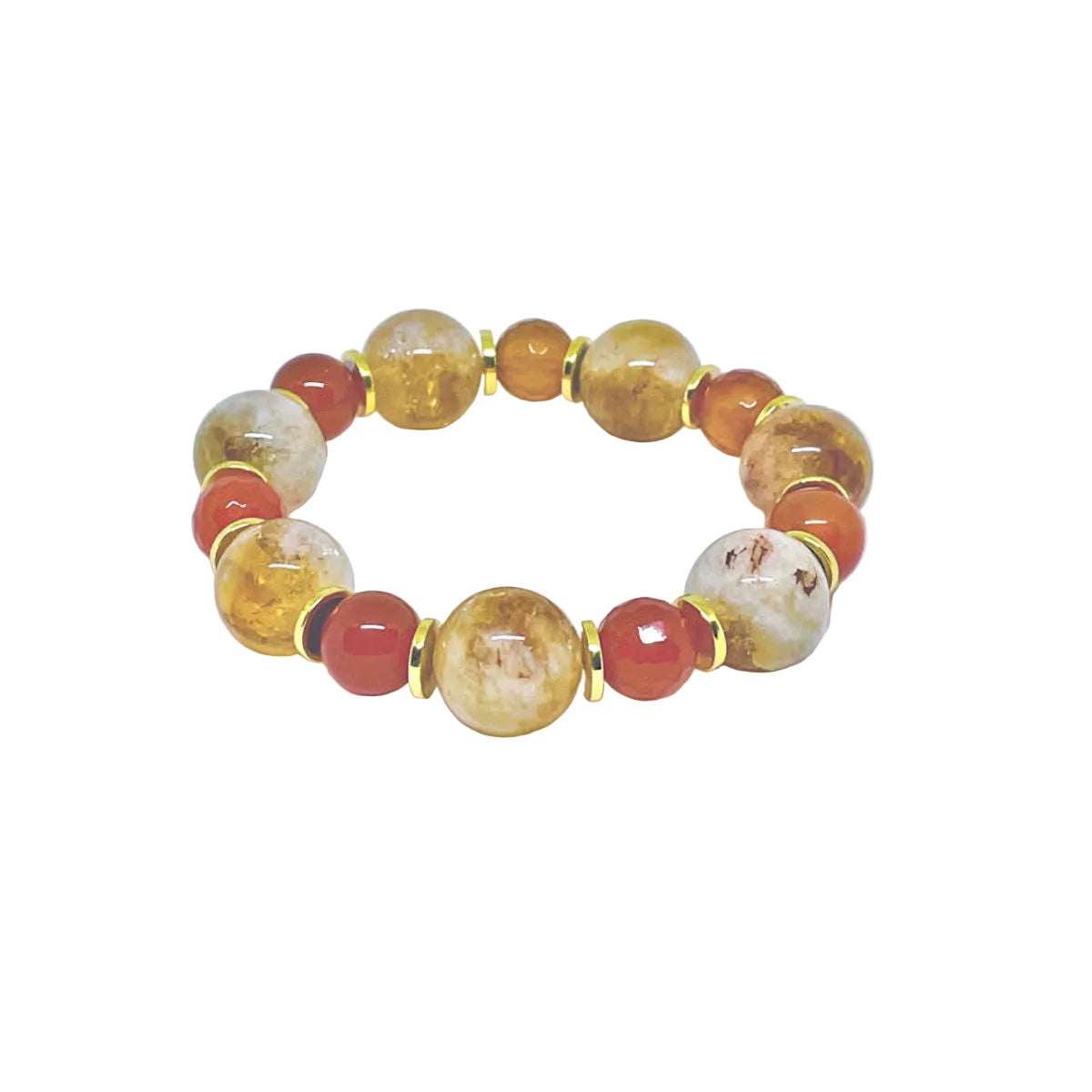 Citrine and Faceted Carnelian Stretch Bracelet