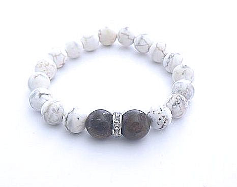 Howlite Stretch Bracelet Accented with Bronzite Beads