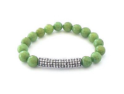 Faceted Green Agate Stretch Bracelet