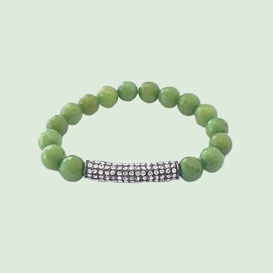 Faceted Green Agate Stretch Bracelet
