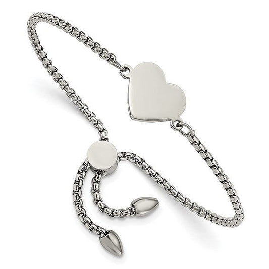 Adjustable Stainless Steel Heart Bracelet