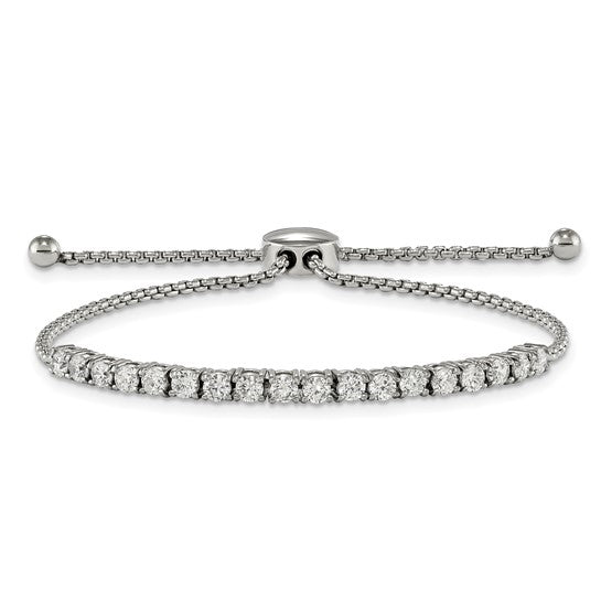 Versatile Sparkle: Adjustable Stainless Steel Bracelet with Clear CZ Crystals