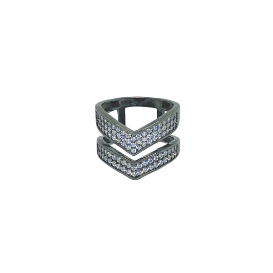 Gunmetal Double Triangle CZ Ring