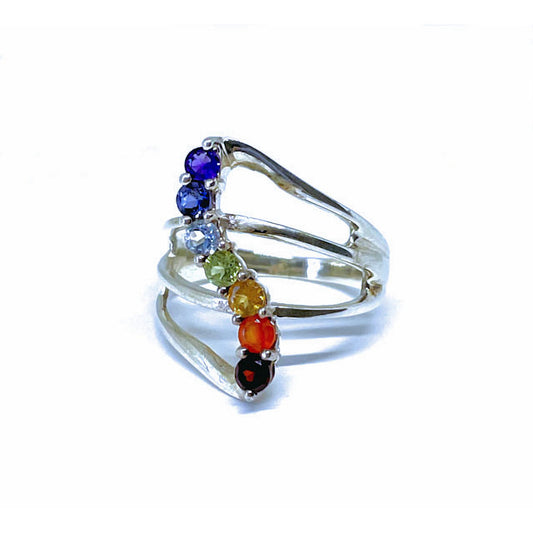 Seven Chakra Sterling Silver Ring