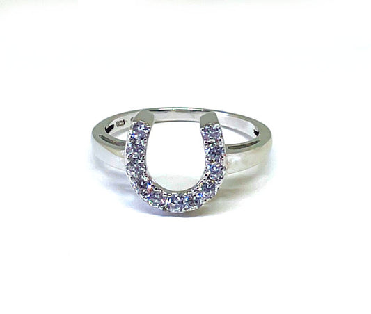 Sterling Silver CZ Horseshoe Ring