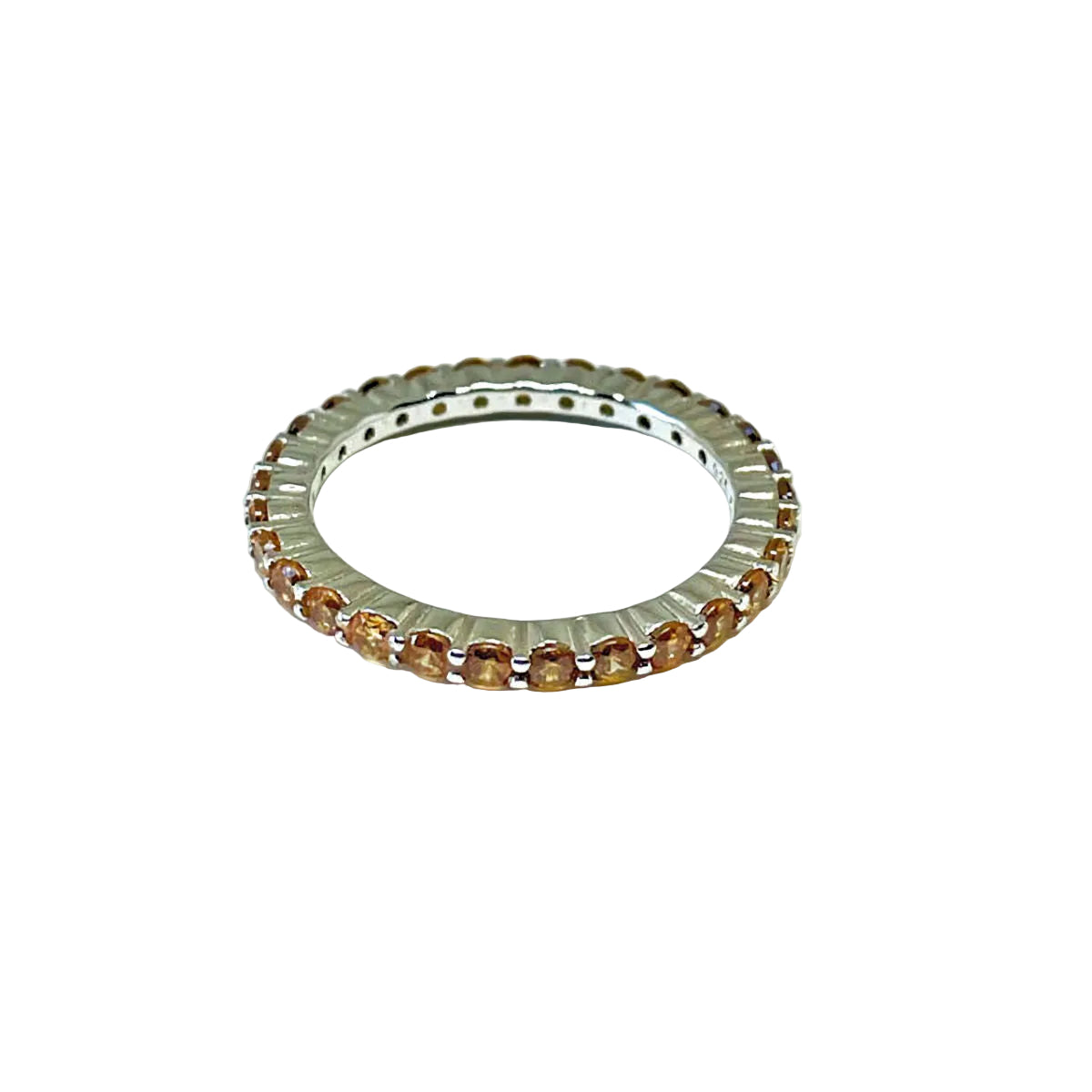 Sterling Silver Eternity Champagne CZ Ring