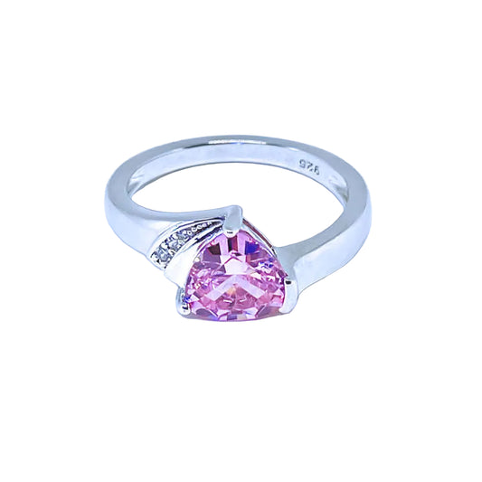 Trillion Pink CZ Ring