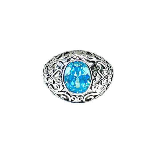 Aqua Blue CZ Ring
