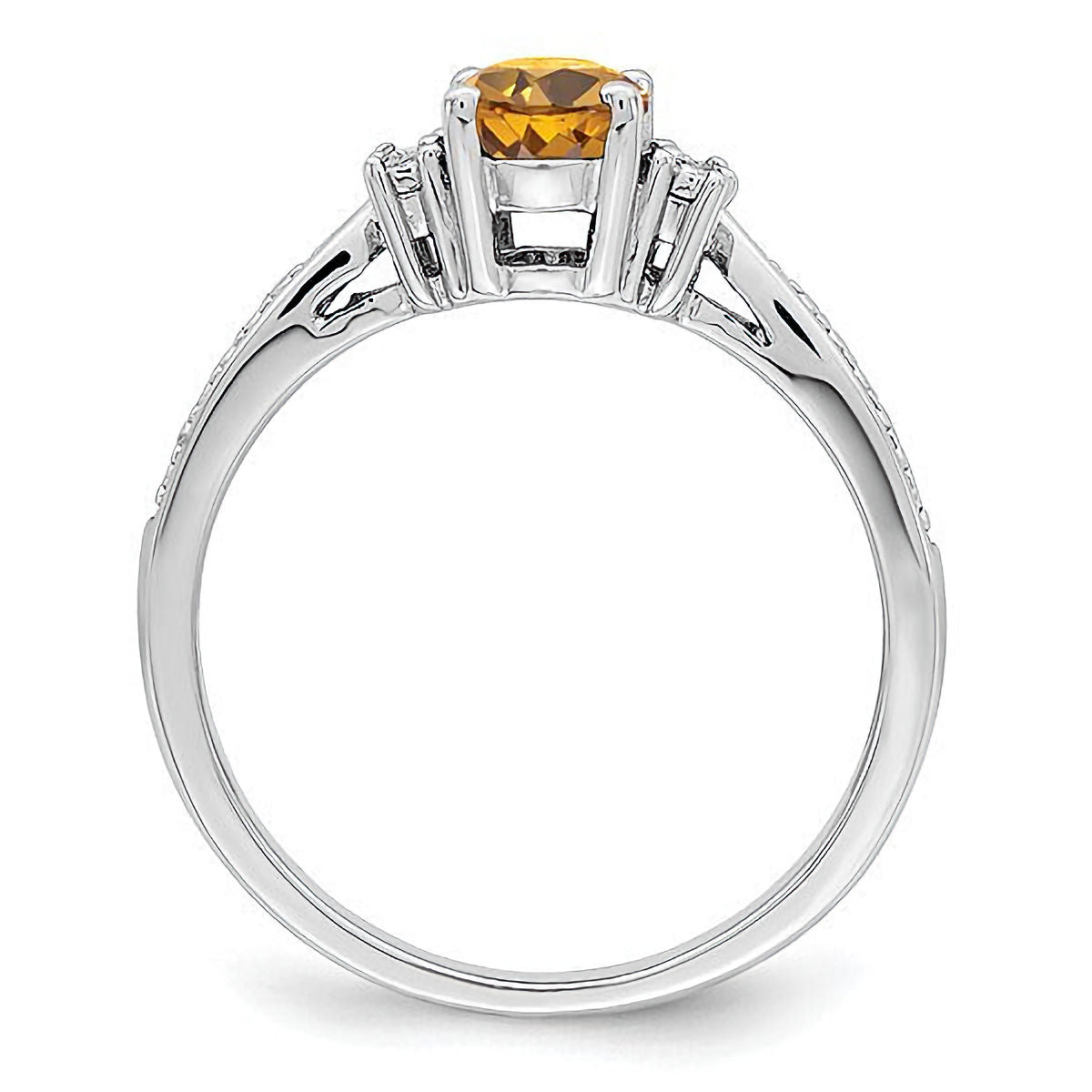 Sterling Silver Oval Whiskey Quartz Ring