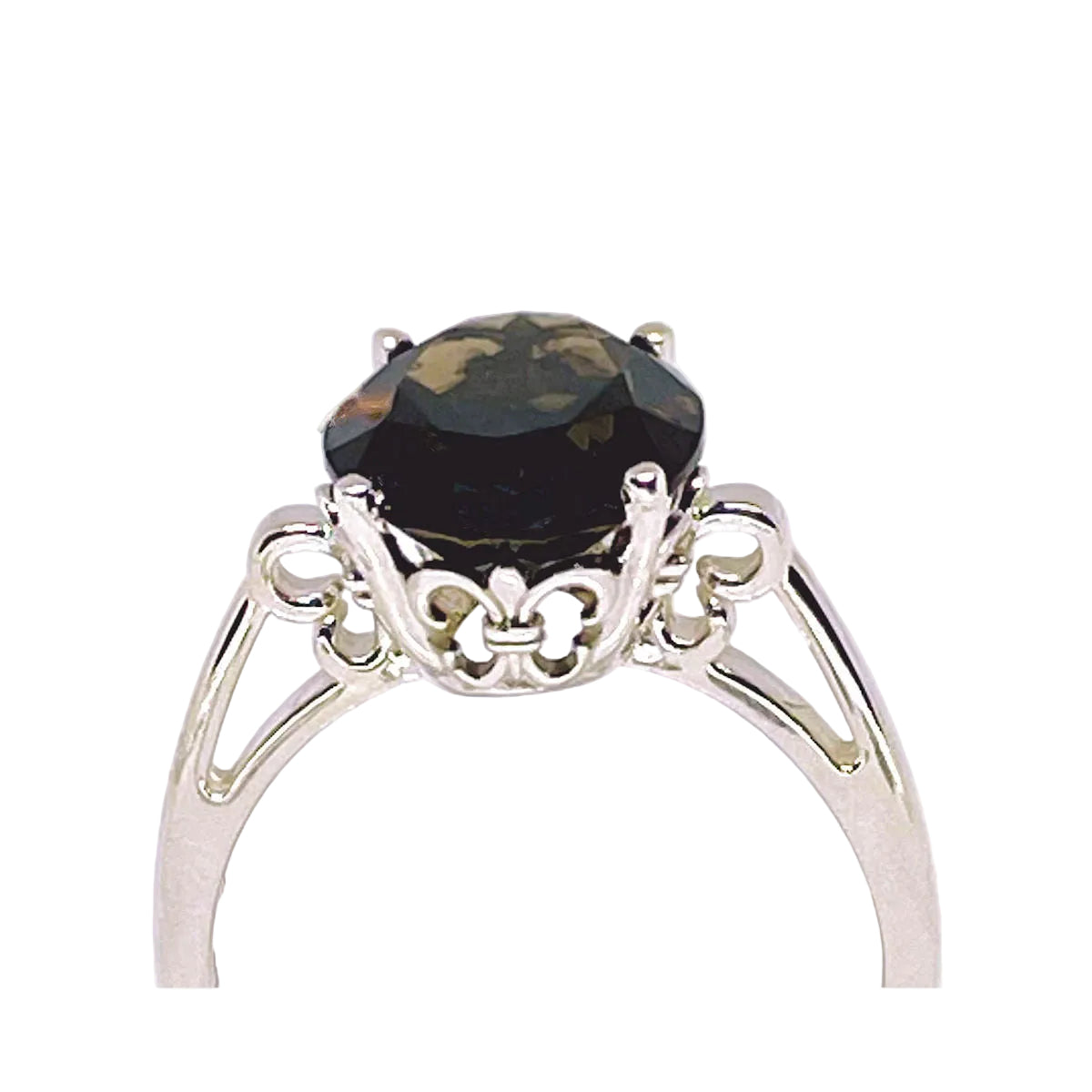14x10mm Oval Smoky Quartz Solitaire Sterling Silver Ring