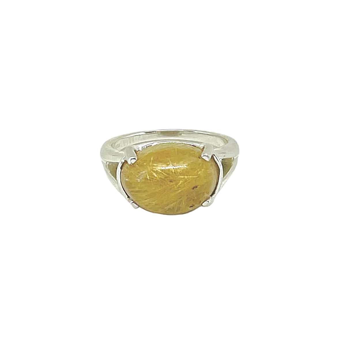Genuine Oval Rutilated Sterling Silver Ring