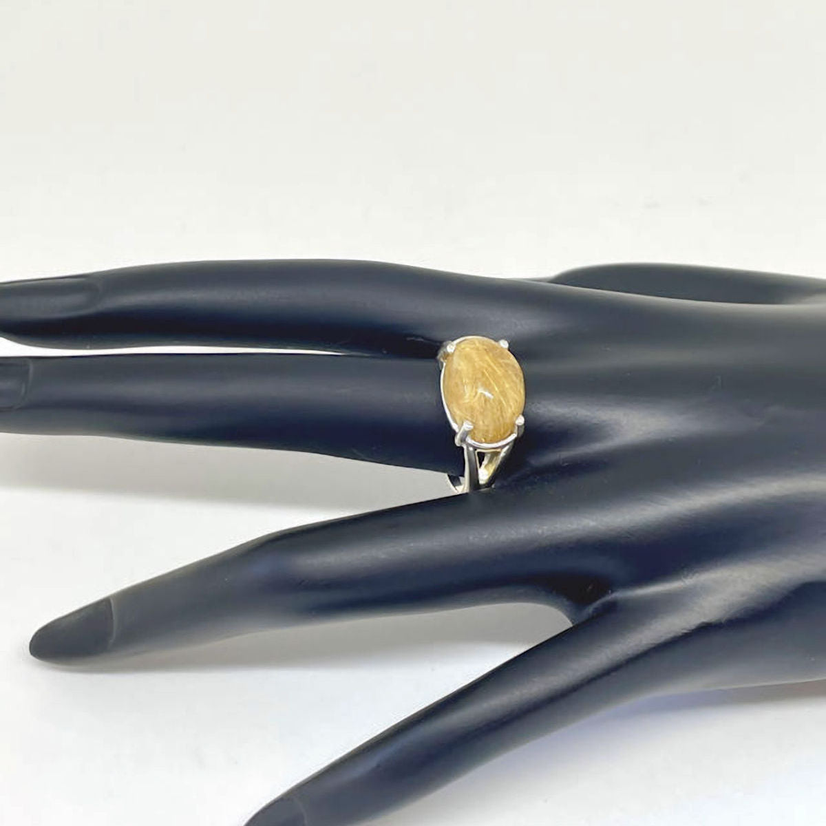 Genuine Oval Rutilated Sterling Silver Ring
