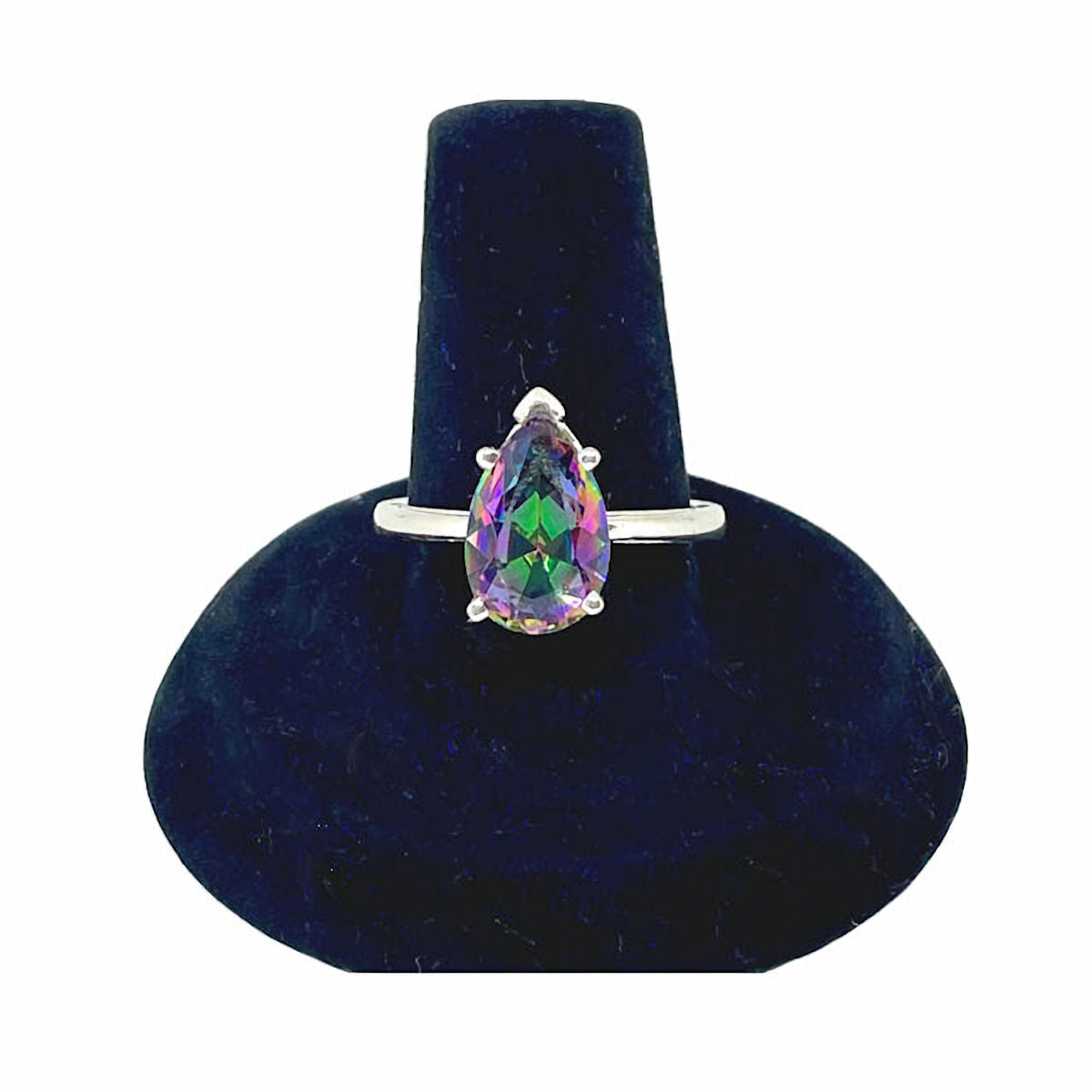 Sterling Silver Genuine Pear Shape Mystic Topaz Ring