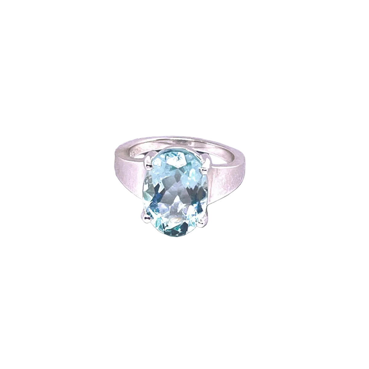 Faceted Oval Sky Blue Topaz Ring