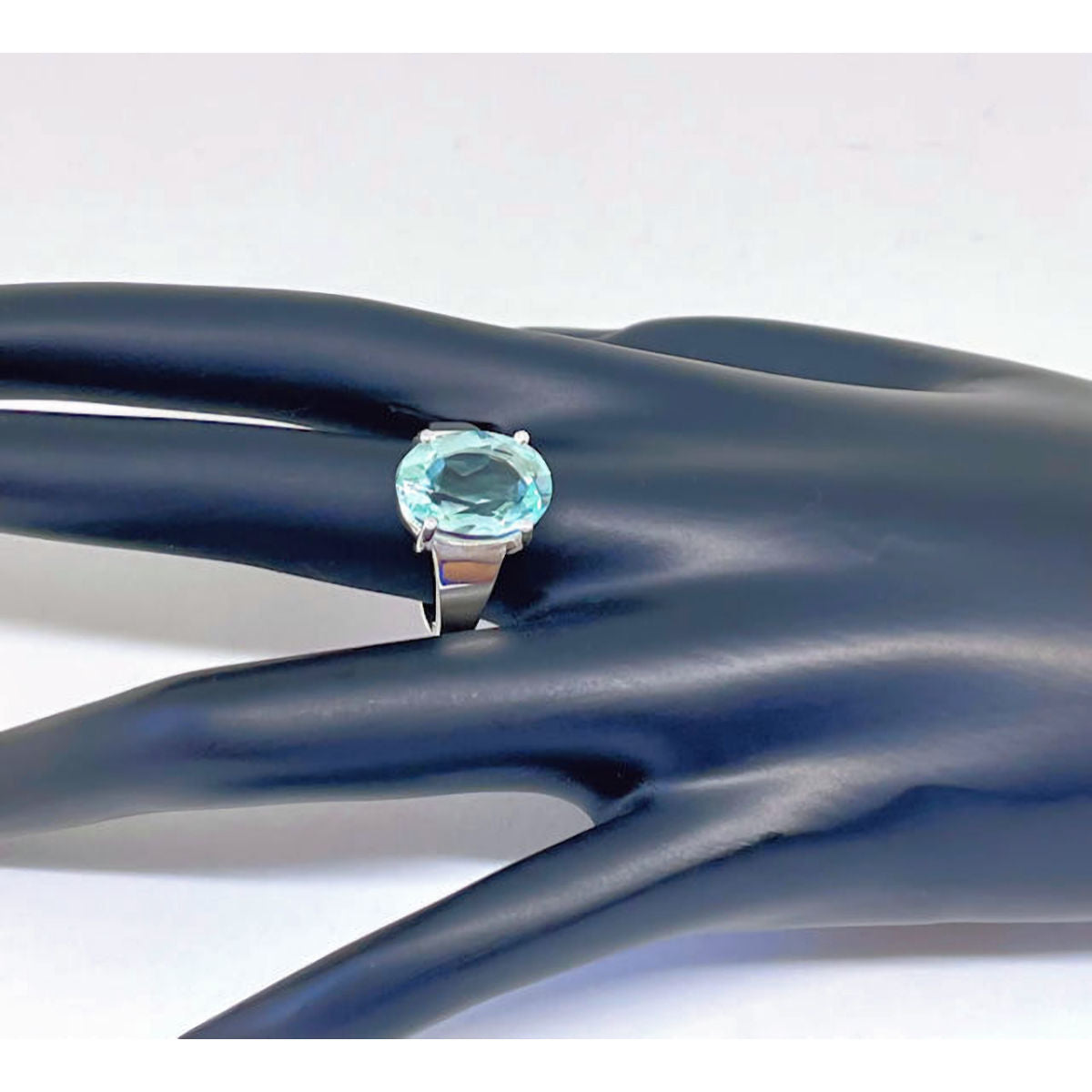 Faceted Oval Sky Blue Topaz Ring