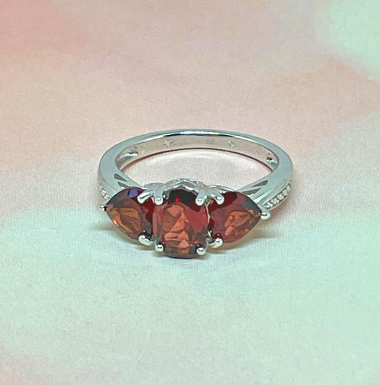 Garnet Sterling Silver Ring