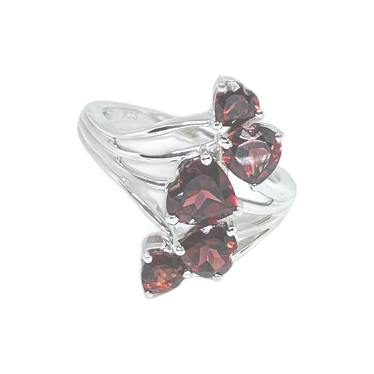 Red Garnet Cluster Ring