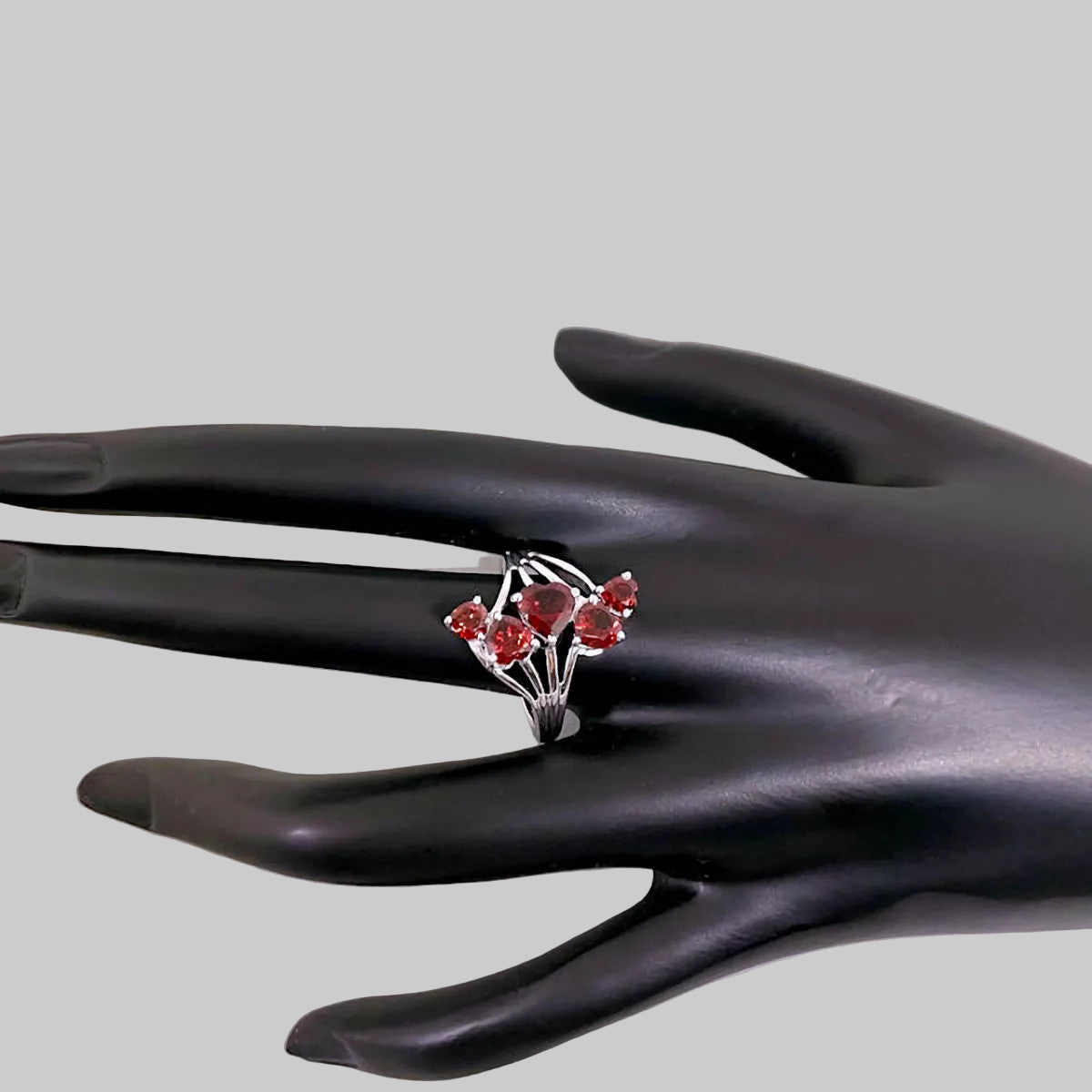 Red Garnet Cluster Ring