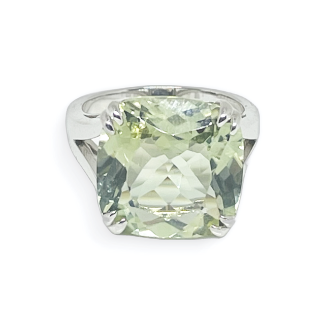 Solitaire Green Prasiolite Ring
