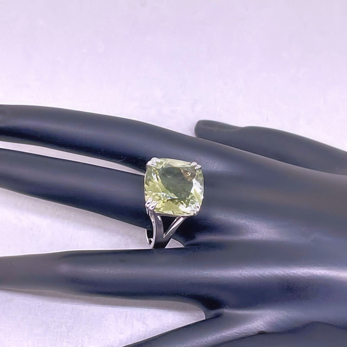 Solitaire Green Prasiolite Ring