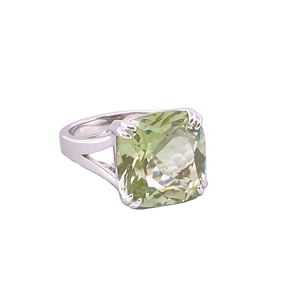 Solitaire Green Prasiolite Ring