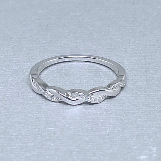Sterling Silver Braided CZ Ring