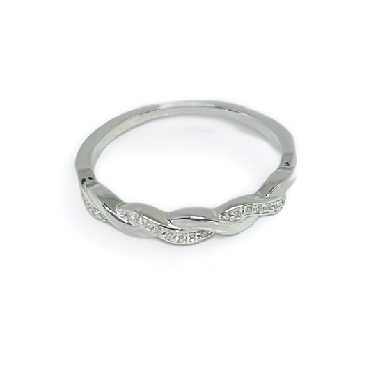 Sterling Silver Braided CZ Ring