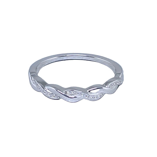 Sterling Silver Braided CZ Ring