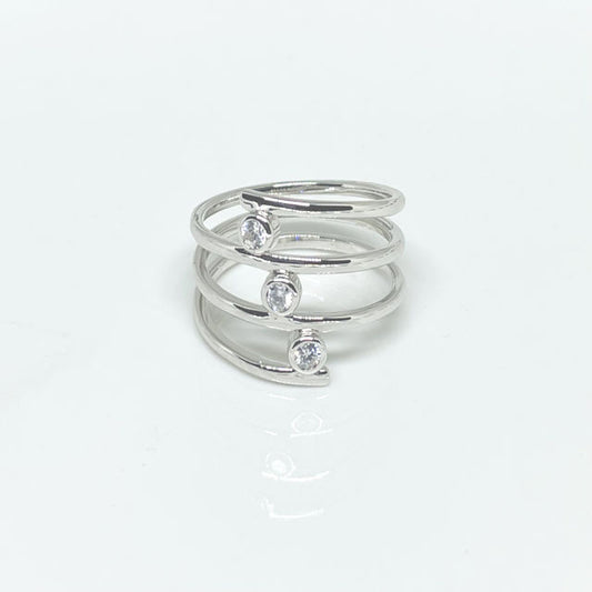 Spiral Sterling Silver CZ Ring