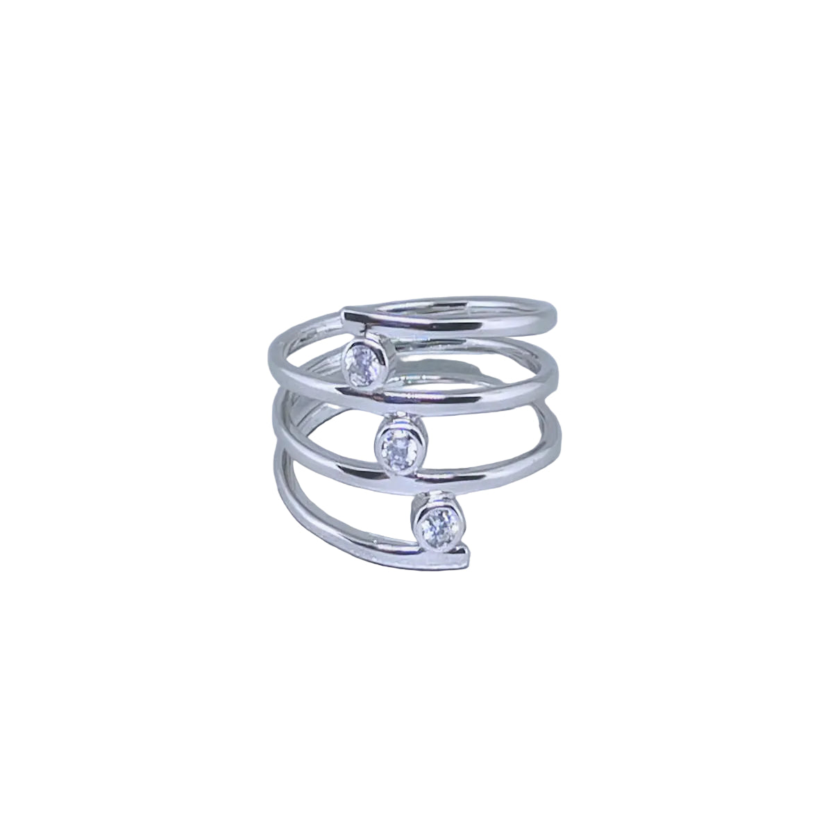 Spiral Sterling Silver CZ Ring