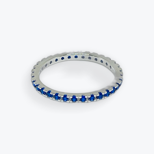 Dainty Blue Sapphire CZ Eternity Ring